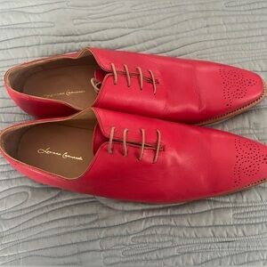 Red Italian Leather Men's Dress Shoes handcrafted in Italy